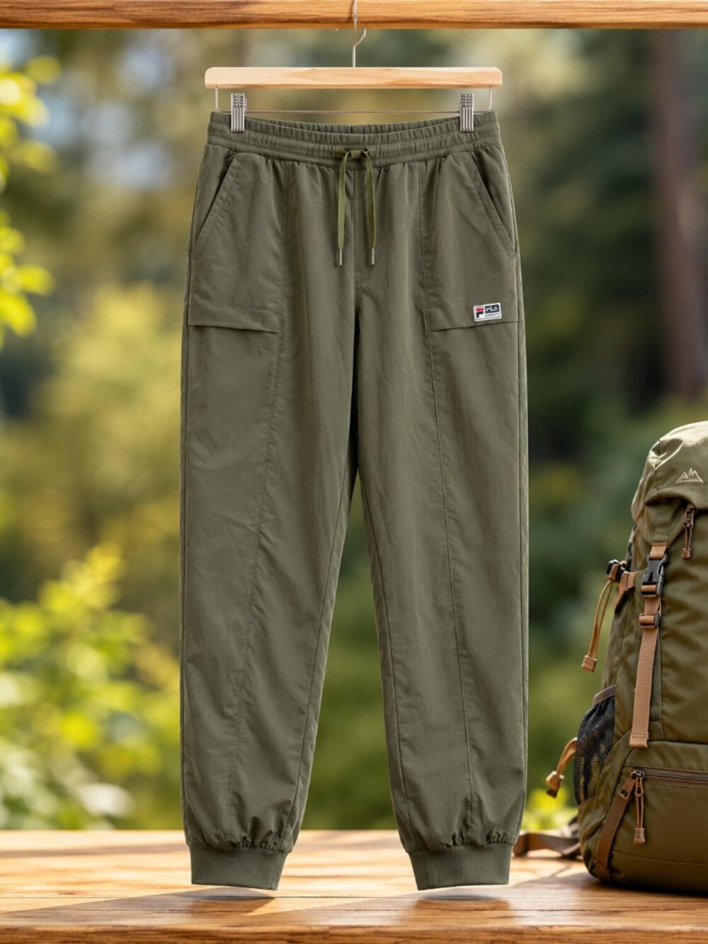 FILA Olive Green Jogger Pants Women's M/L Stretch Utility Athleisure
